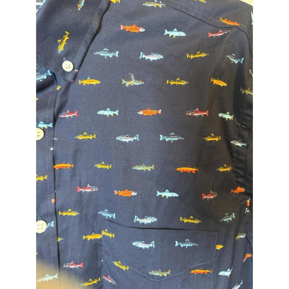 Club Room Men’s XL Long Sleeve Button Down Shirt Blue With Fish Print - Picture 4 of 7
